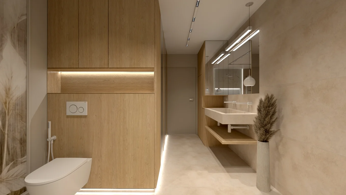 Japandi Spa — Ciepłe Drewno i Beż